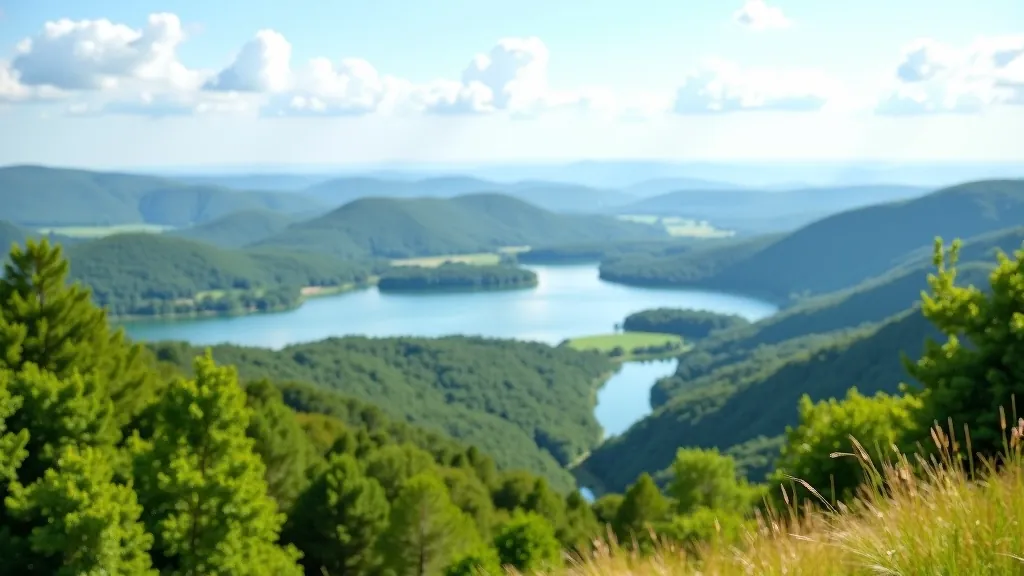 Panorāmas skats uz Talsu reģiona vairāku ezeru ainavu no augstuma